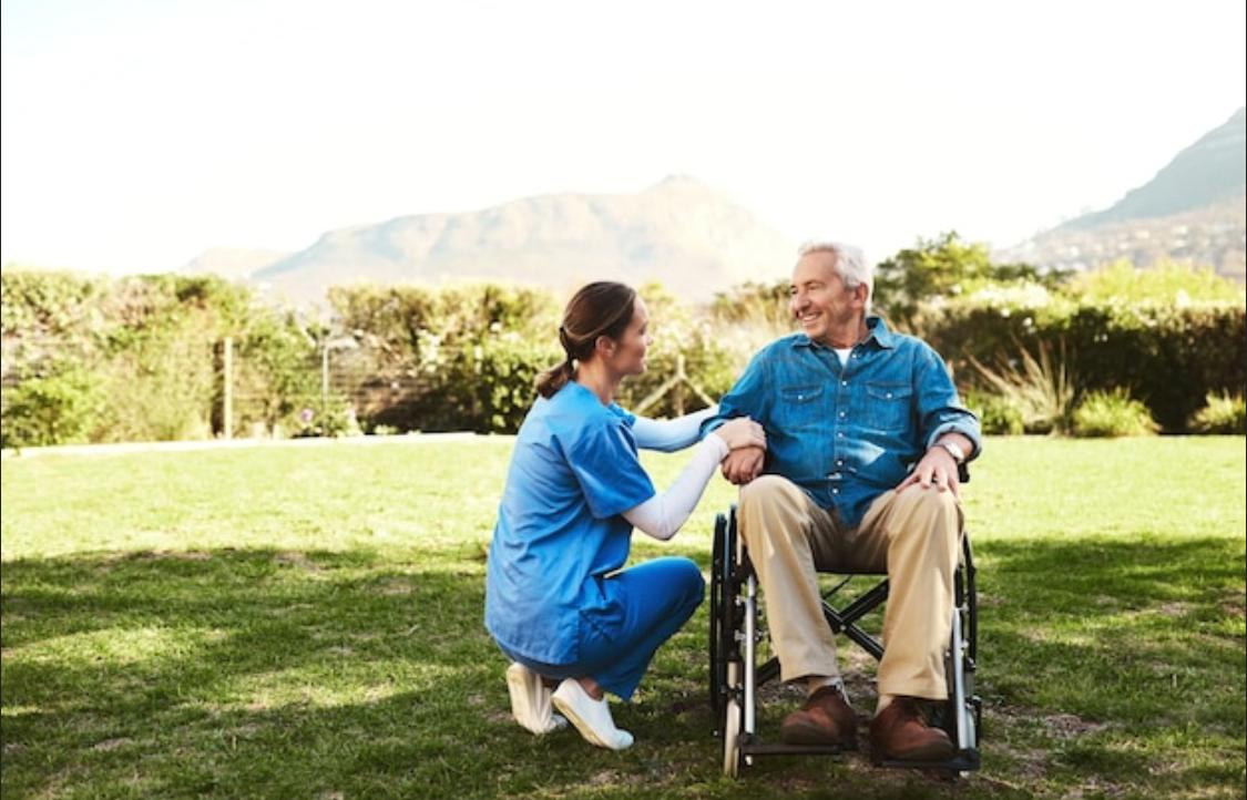 Senior enjoying activities with dedicated caregiver